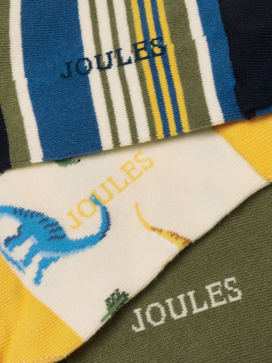 Kids' Rilla Green Dino 3 Pack Socks - RUTHERFORD & Co