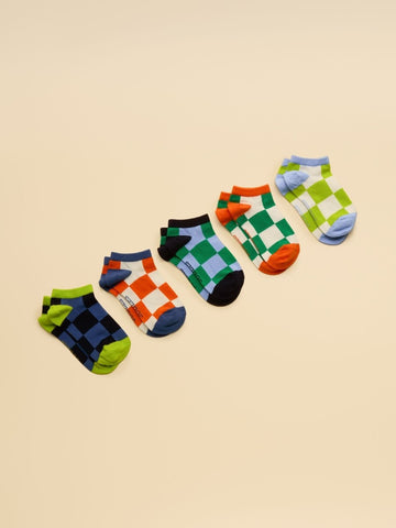 Kids' Rilla Multi Checkerboard 5 Pack Socks - RUTHERFORD & Co
