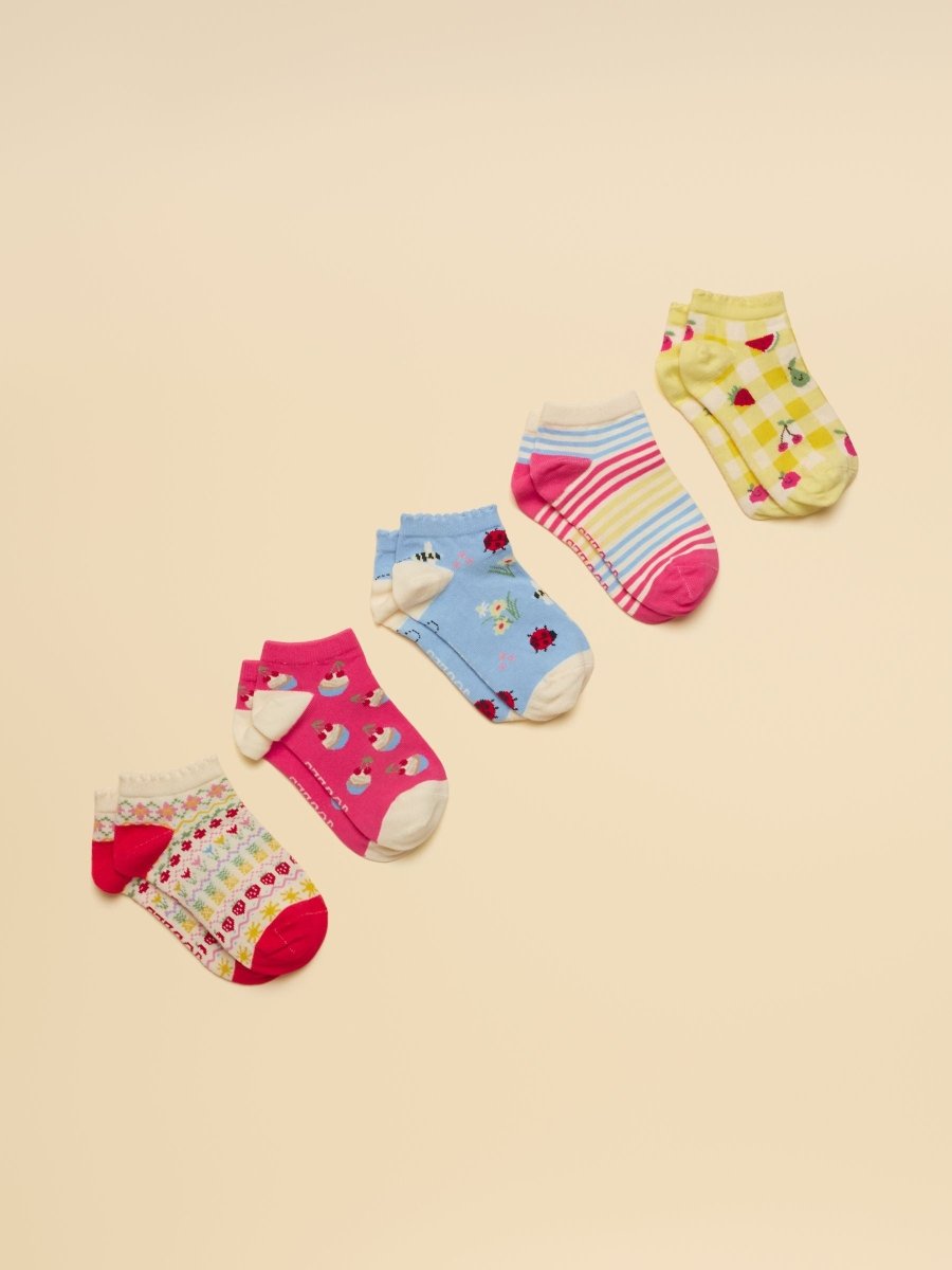 Kids' Rilla Pink Yellow 5 Pack Socks - RUTHERFORD & Co