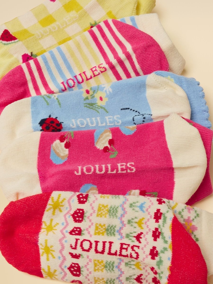 Kids' Rilla Pink Yellow 5 Pack Socks - RUTHERFORD & Co