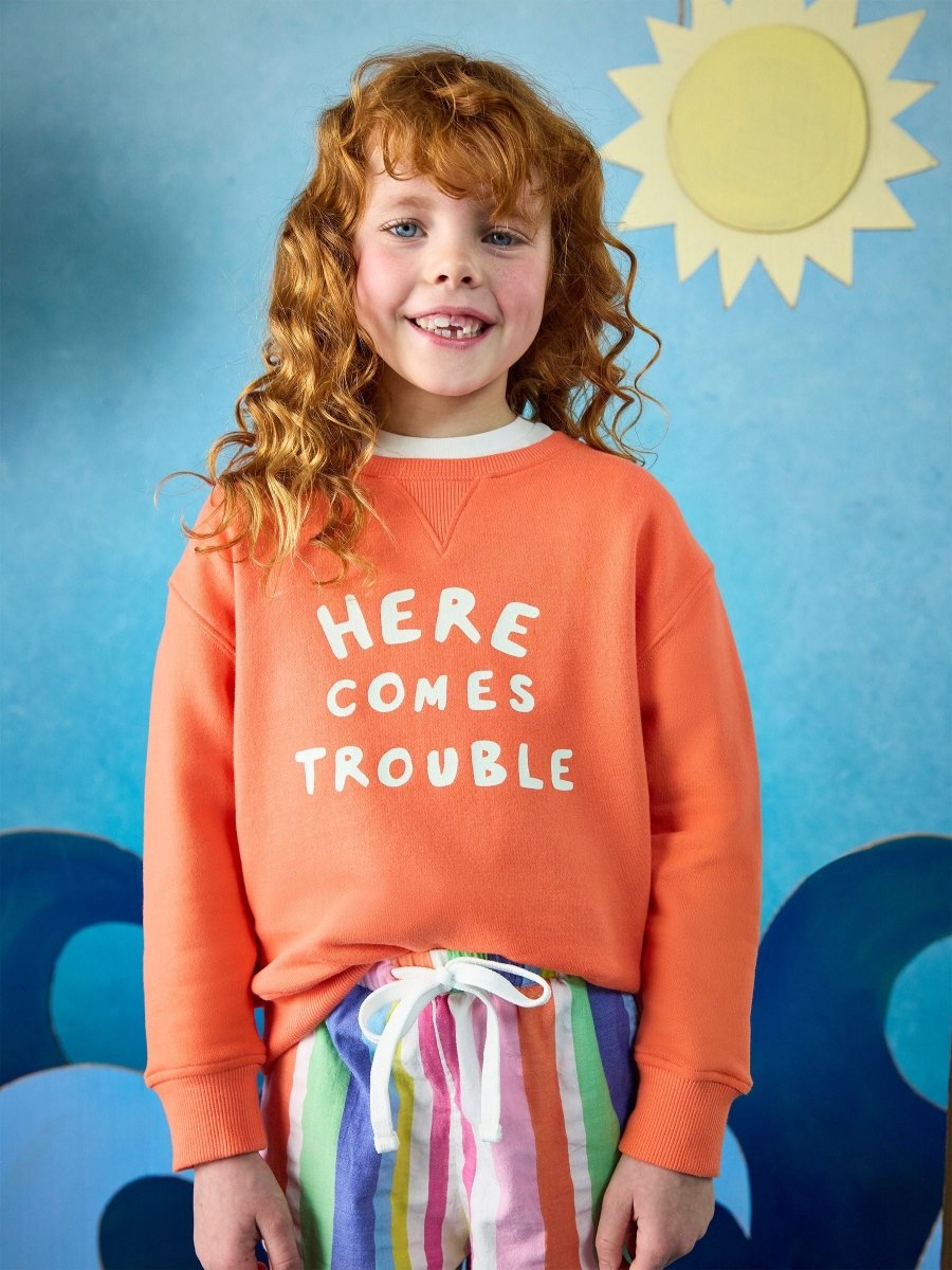 Kids' Sundaze Orange Slogan Crew Neck Sweatshirt - RUTHERFORD & Co