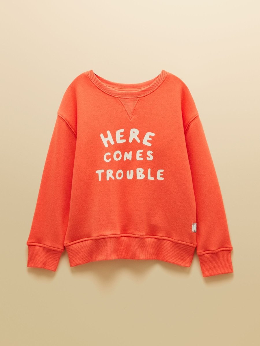 Kids' Sundaze Orange Slogan Crew Neck Sweatshirt - RUTHERFORD & Co