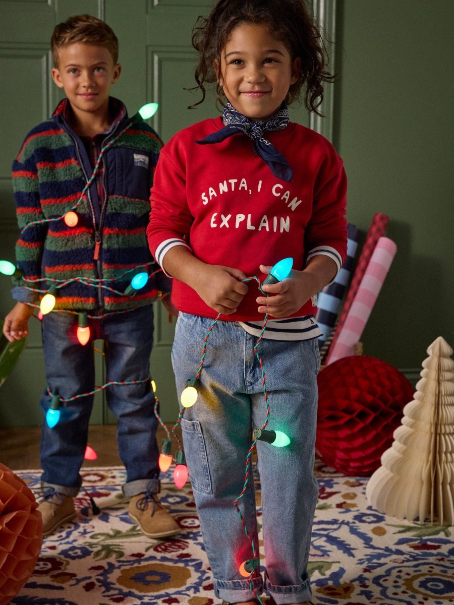 Kids' Sundaze Red Slogan Crew Neck Sweatshirt - RUTHERFORD & Co