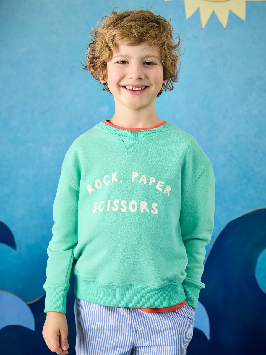 Kids' Sundaze Turquoise Green Slogan Crew Neck Sweatshirt - RUTHERFORD & Co