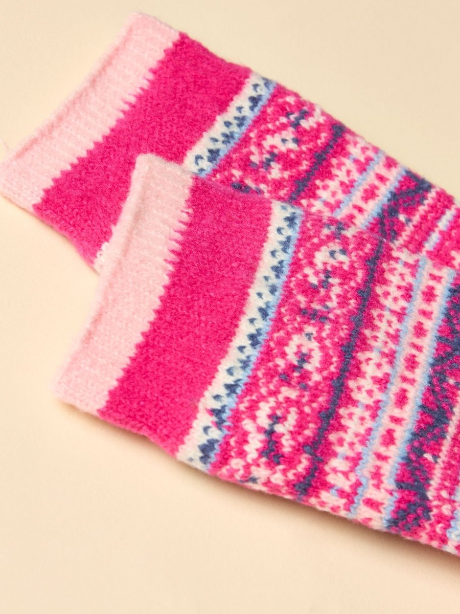 Kids' Wader Pink Fair Isle Welly Socks - RUTHERFORD & Co