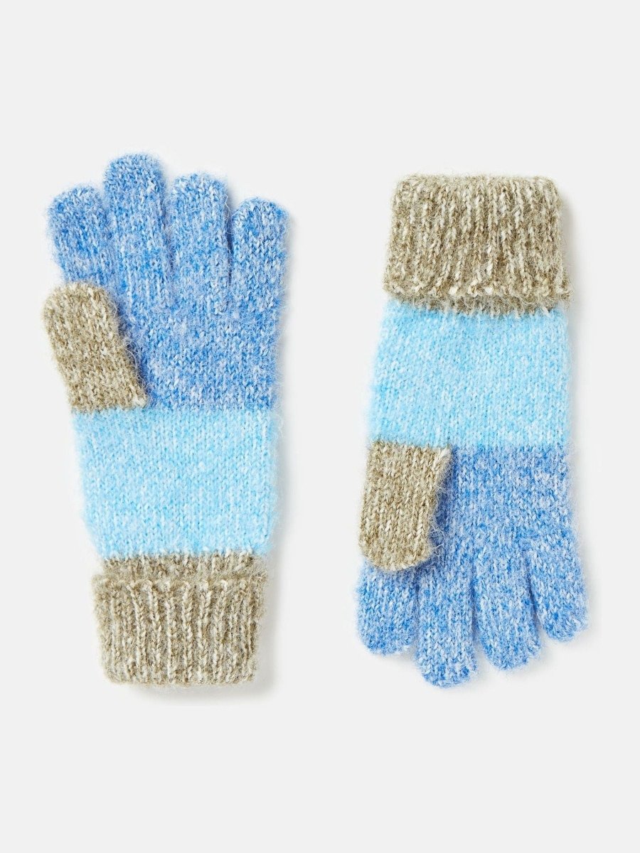 Kids' Wanderer Blue/Navy Knitted Gloves - RUTHERFORD & Co