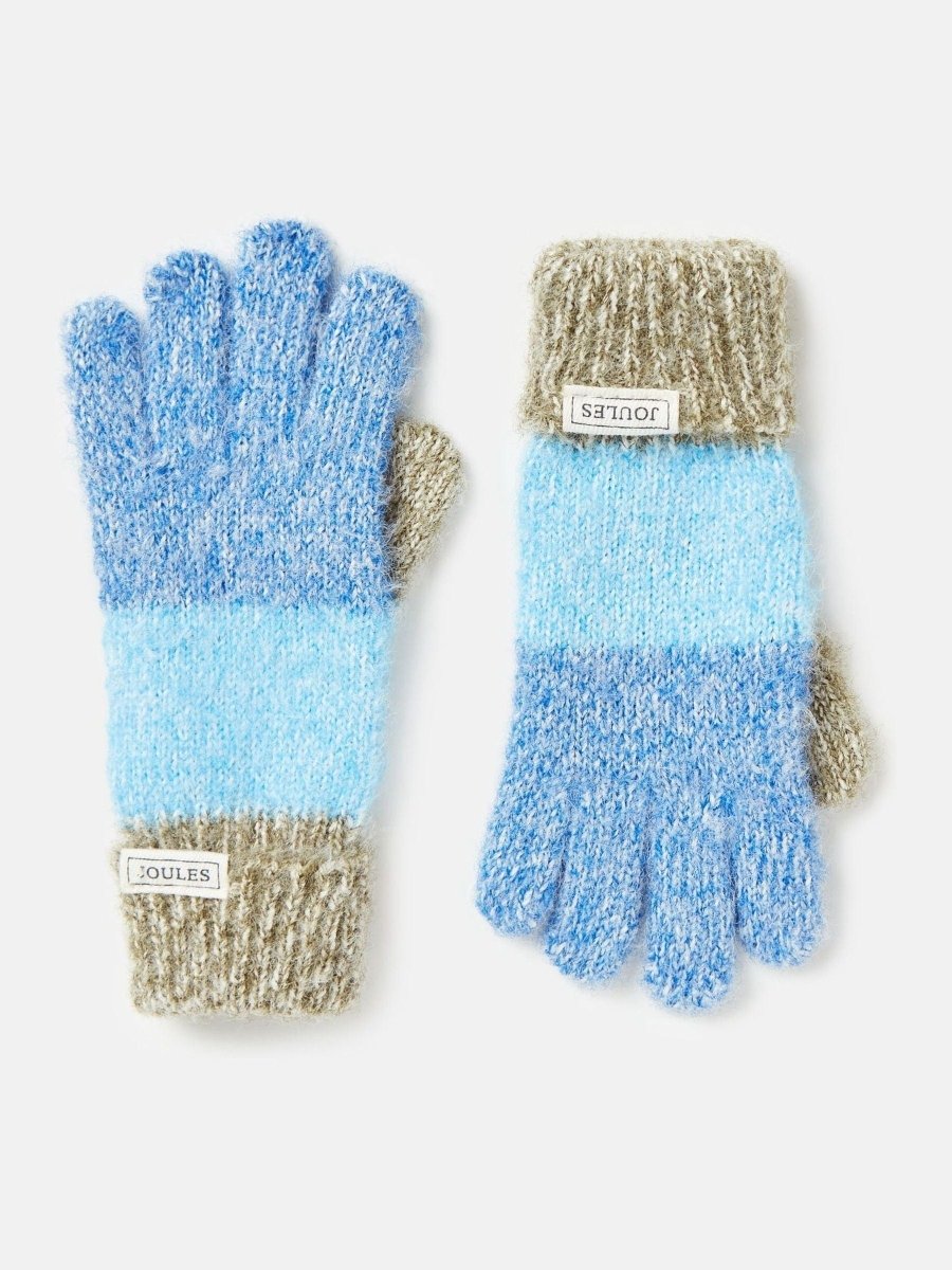 Kids' Wanderer Blue/Navy Knitted Gloves - RUTHERFORD & Co