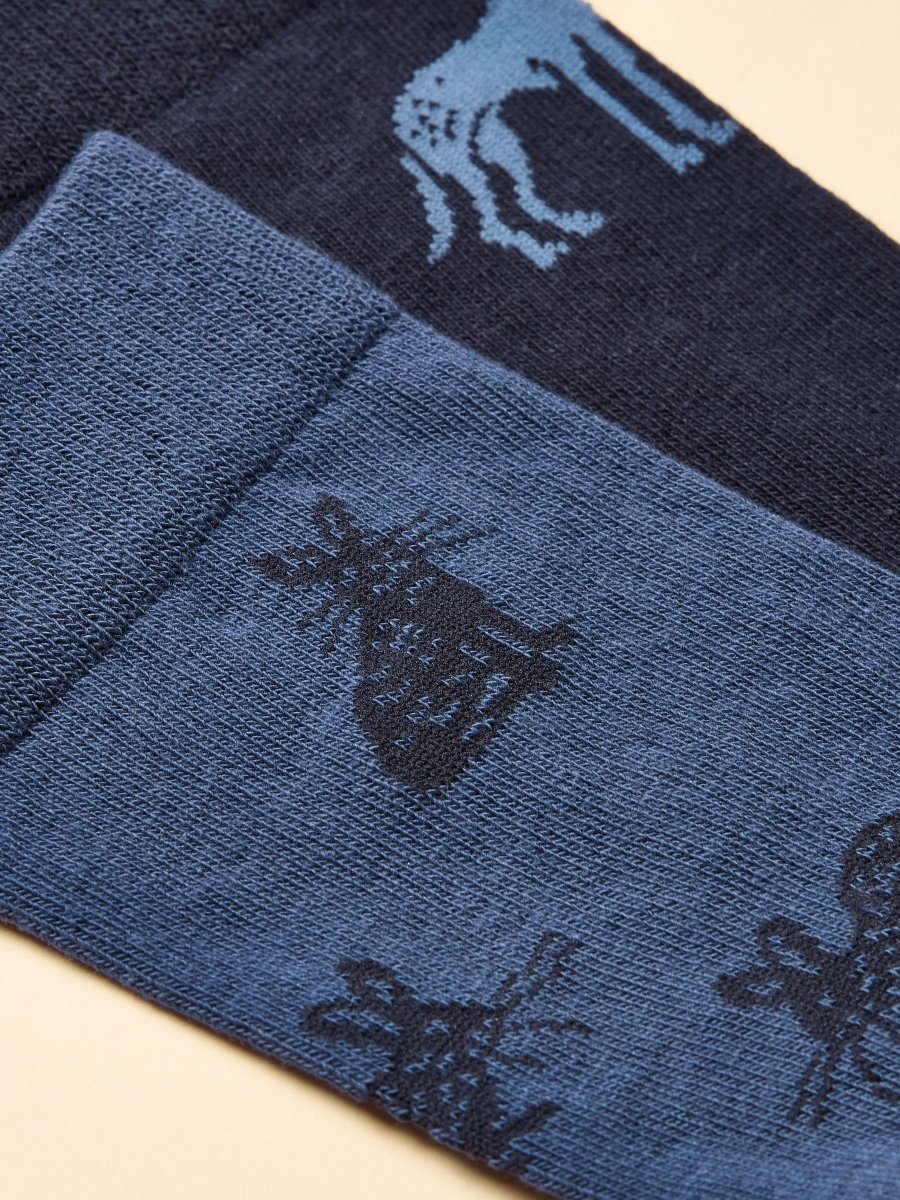 Kingsbury Blue 2 Pack Socks - RUTHERFORD & Co