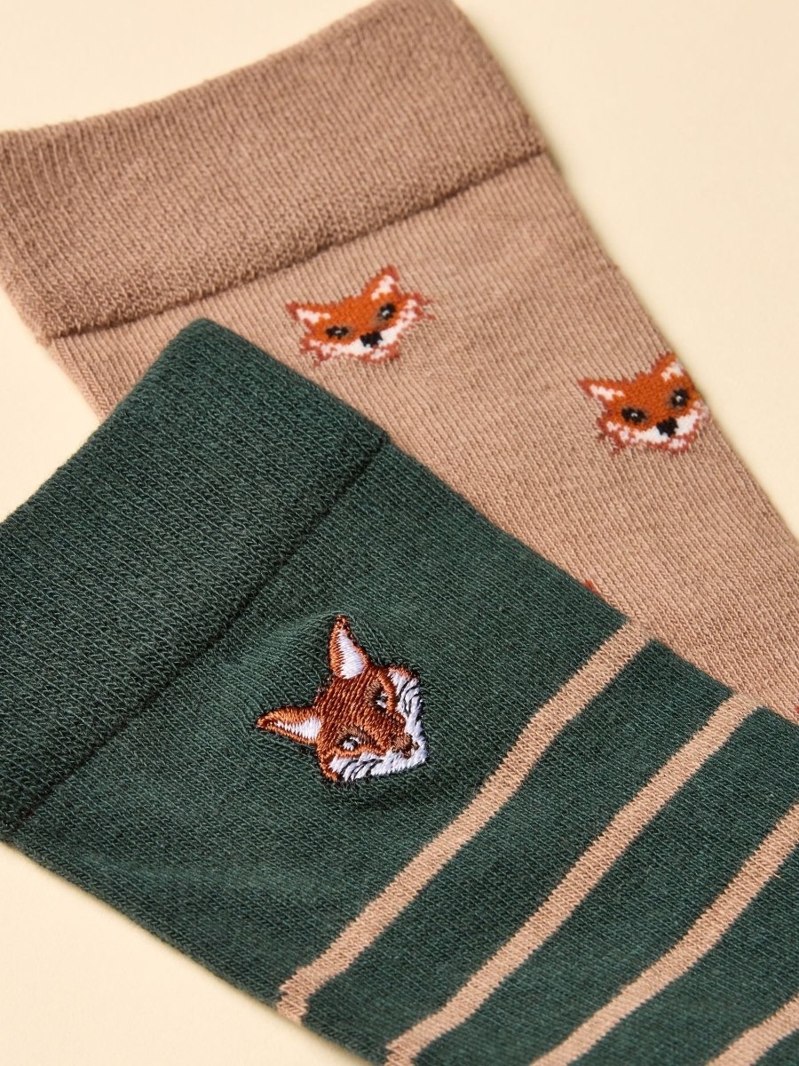 Kingsbury Green/Orange 2 Pack Socks - RUTHERFORD & Co