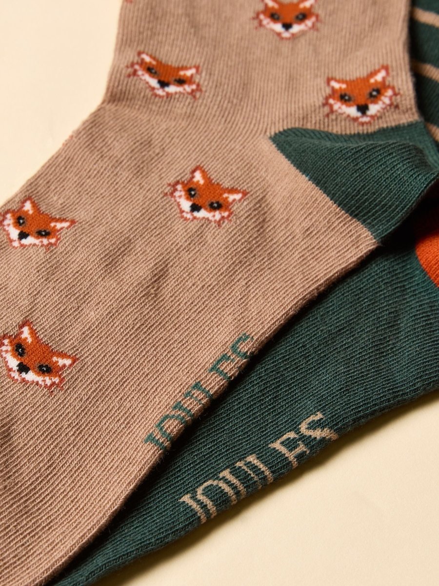 Kingsbury Green/Orange 2 Pack Socks - RUTHERFORD & Co