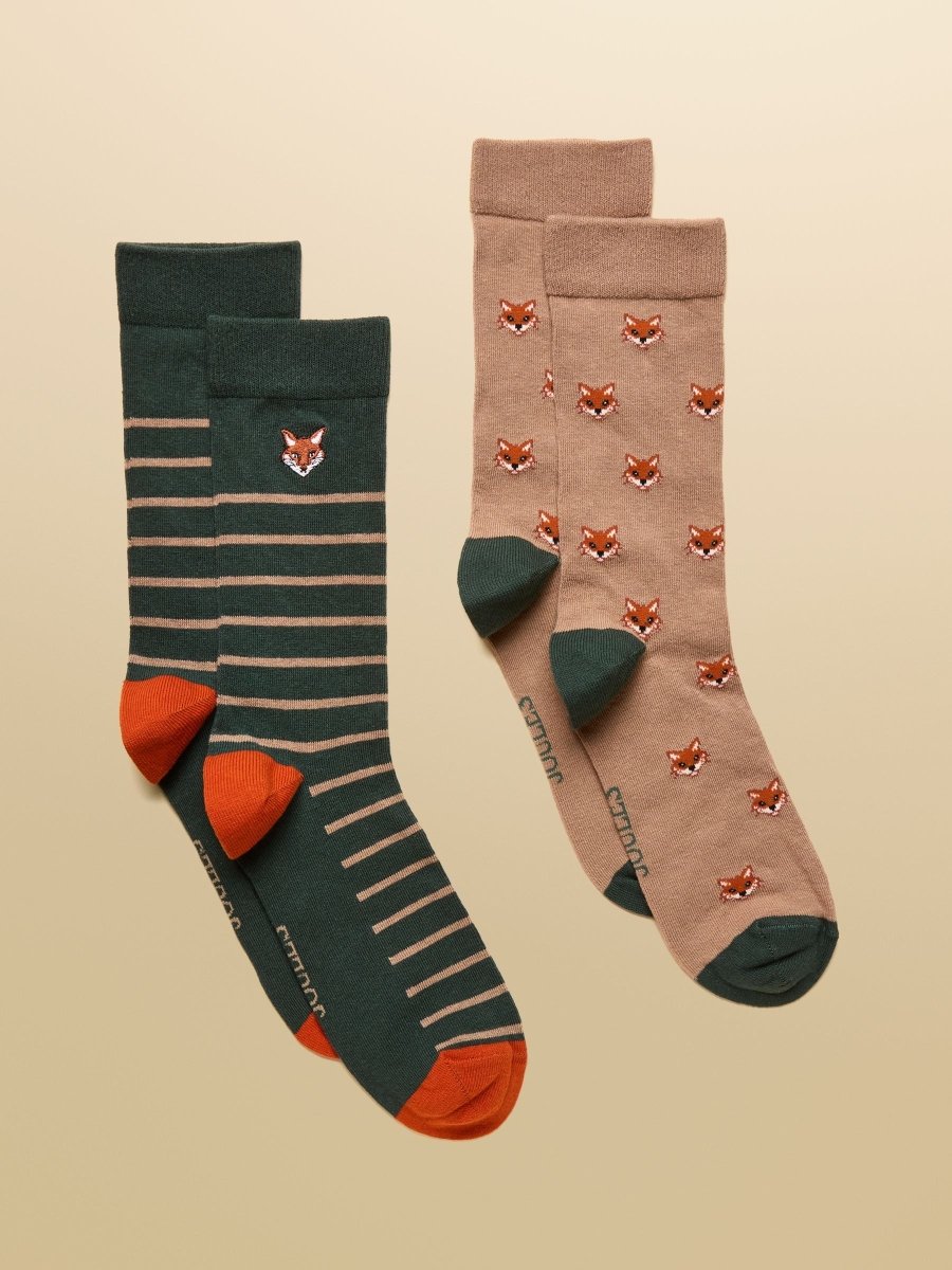 Kingsbury Green/Orange 2 Pack Socks - RUTHERFORD & Co