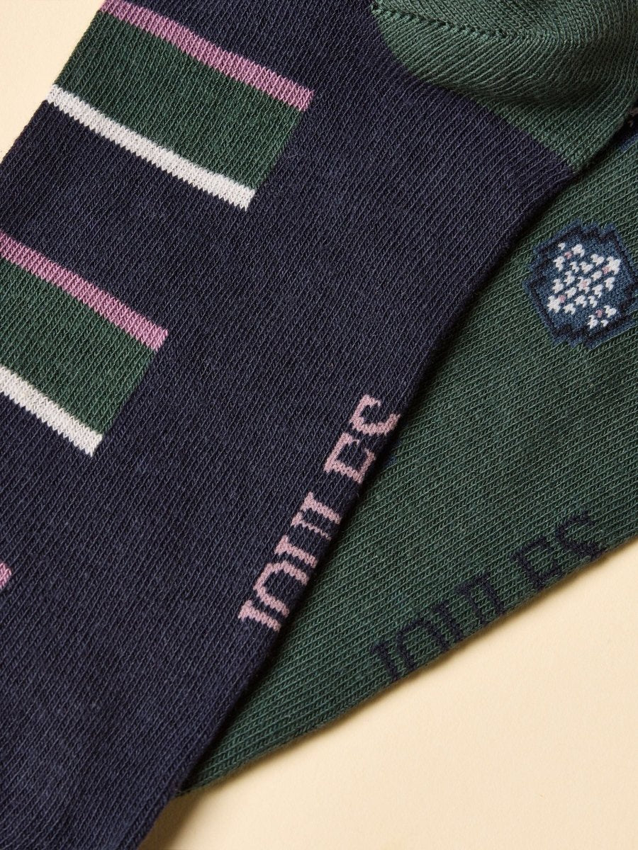 Kingsbury Multi Green 2 Pack Socks - RUTHERFORD & Co