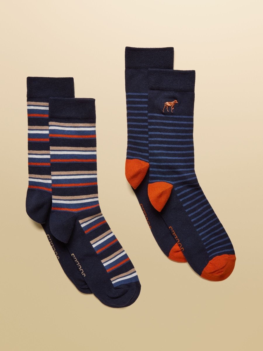 Kingsbury Navy/Ginger 2 Pack Socks - RUTHERFORD & Co