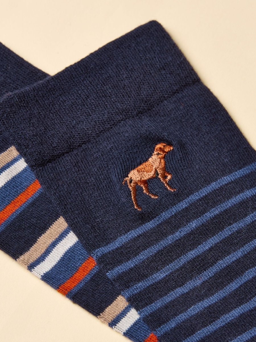 Kingsbury Navy/Ginger 2 Pack Socks - RUTHERFORD & Co