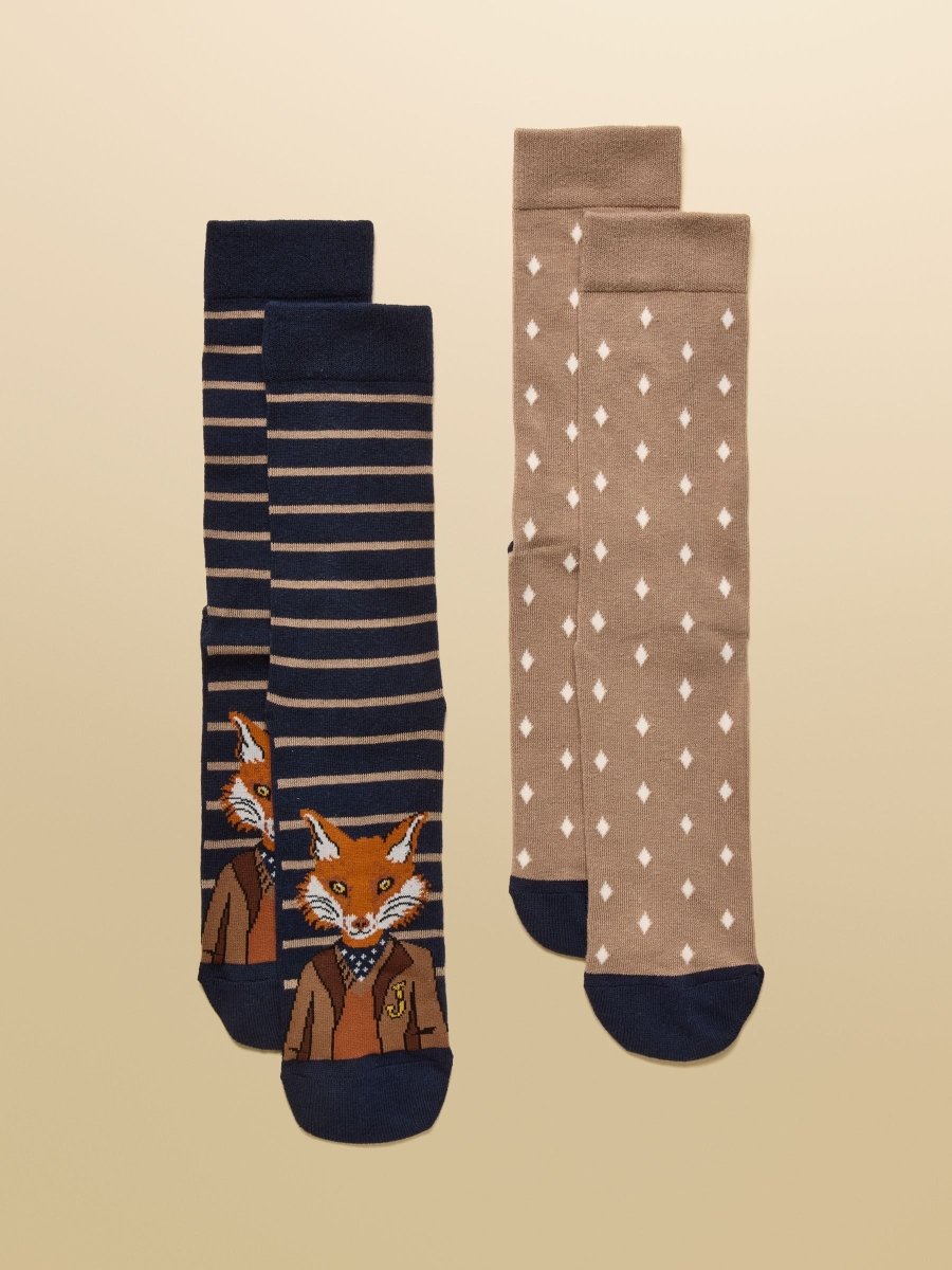 Kingsbury Navy/Oatmeal 2 Pack Socks - RUTHERFORD & Co