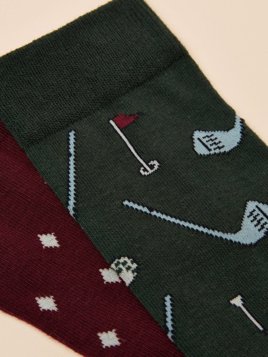 Kingsbury Red/Green 2 Pack Socks - RUTHERFORD & Co