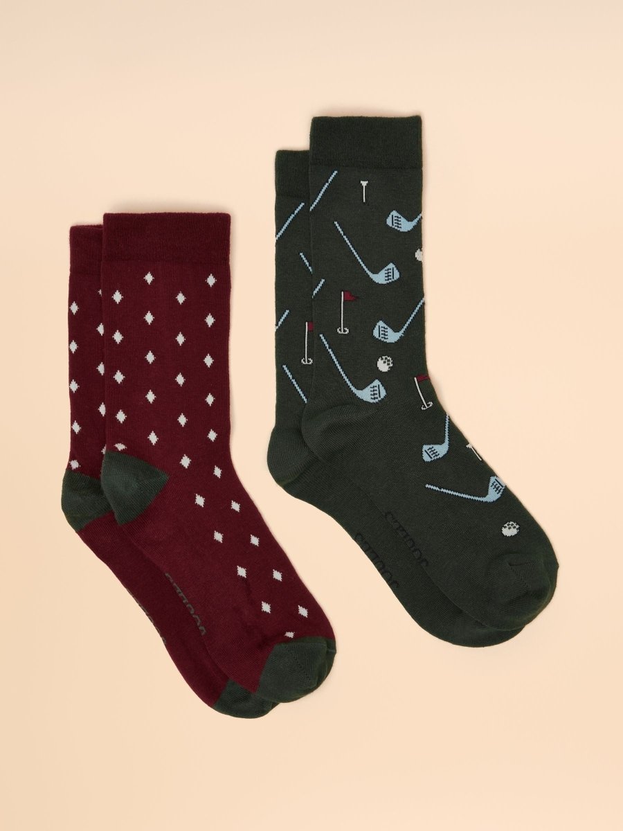 Kingsbury Red/Green 2 Pack Socks - RUTHERFORD & Co