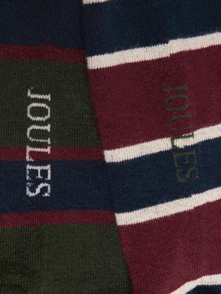 Kingsbury Socks 2 Pack - Green & Red Stripe - RUTHERFORD & Co