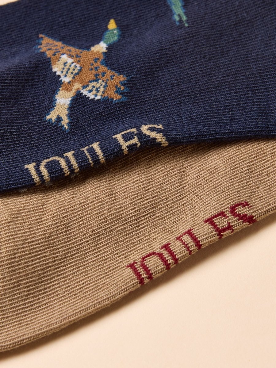 Kingsbury Tan/Navy 2 Pack Socks - RUTHERFORD & Co