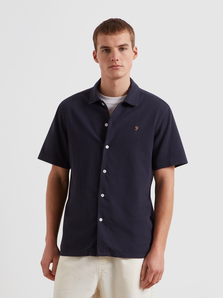Kirby Short Sleeve Shirt In True Navy - RUTHERFORD & Co