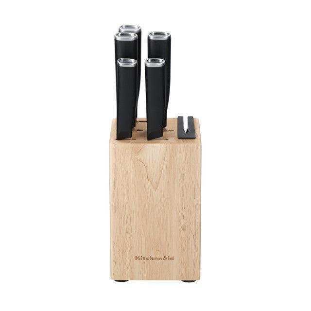 KitchenAid Classic 5 - Piece Japanese Steel Knife Set with Sharpener and Birchwood Block - RUTHERFORD & Co