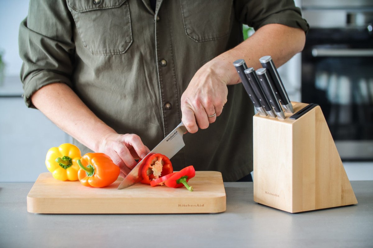 KitchenAid Gourmet 5 Piece Japanese Steel Knife Set with Sharpener - RUTHERFORD & Co