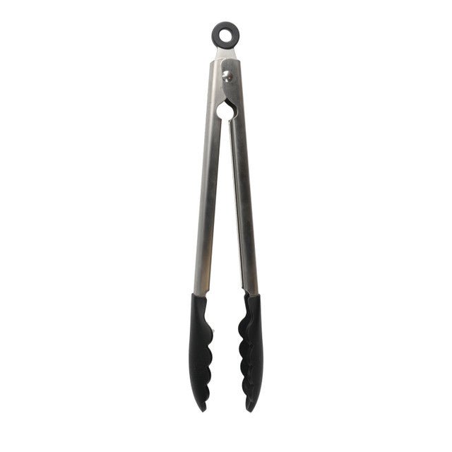 KitchenAid Silicone Tipped Stainless Steel Serving Tongs - Black - RUTHERFORD & Co