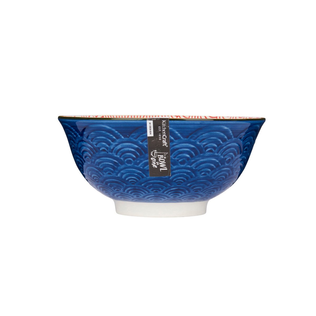 KitchenCraft Blue Arched Pattern Ceramic Bowl, 16cm - RUTHERFORD & Co