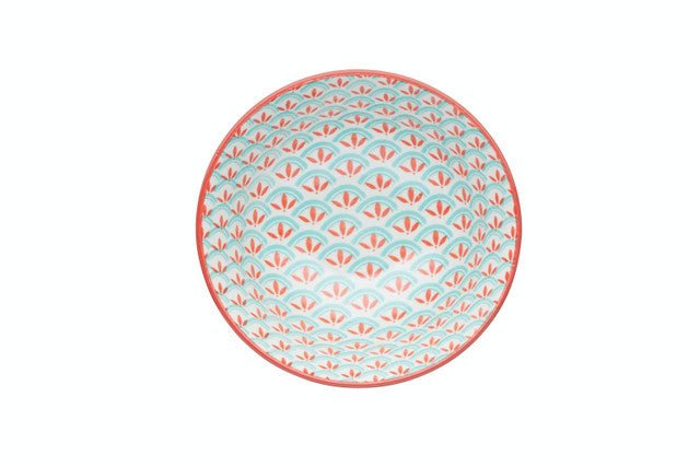 KitchenCraft Bright Green Geometric Print Ceramic Bowl, 16cm - RUTHERFORD & Co