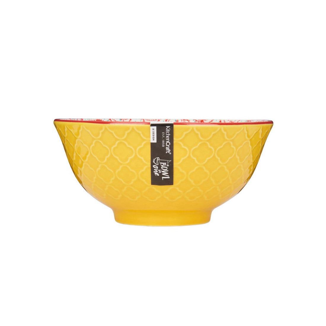 KitchenCraft Bright Yellow Floral Ceramic Bowl, 16cm - RUTHERFORD & Co