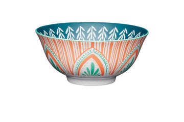 KitchenCraft Colourful Folk Pattern Ceramic Bowl, 16cm - RUTHERFORD & Co