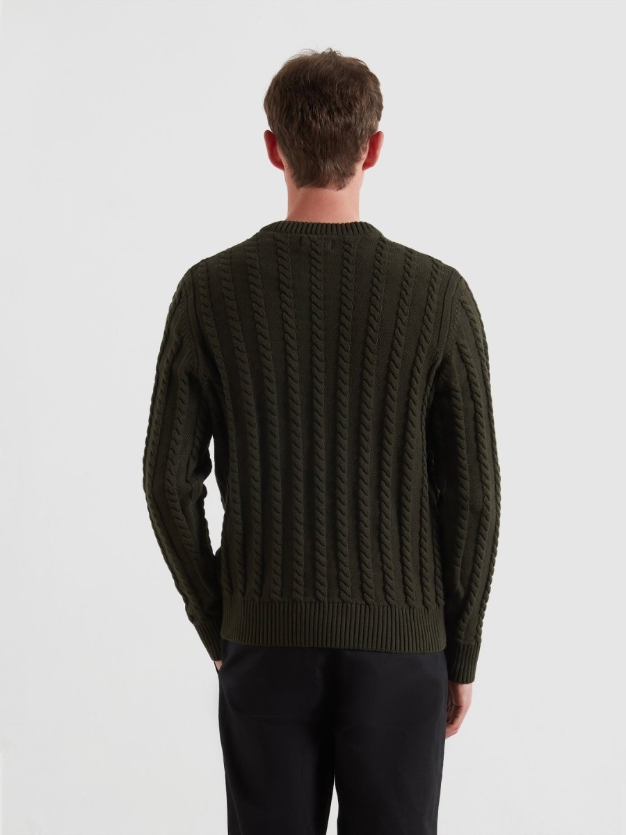 Knight Cable Knit Sweater In Evergreen - RUTHERFORD & Co
