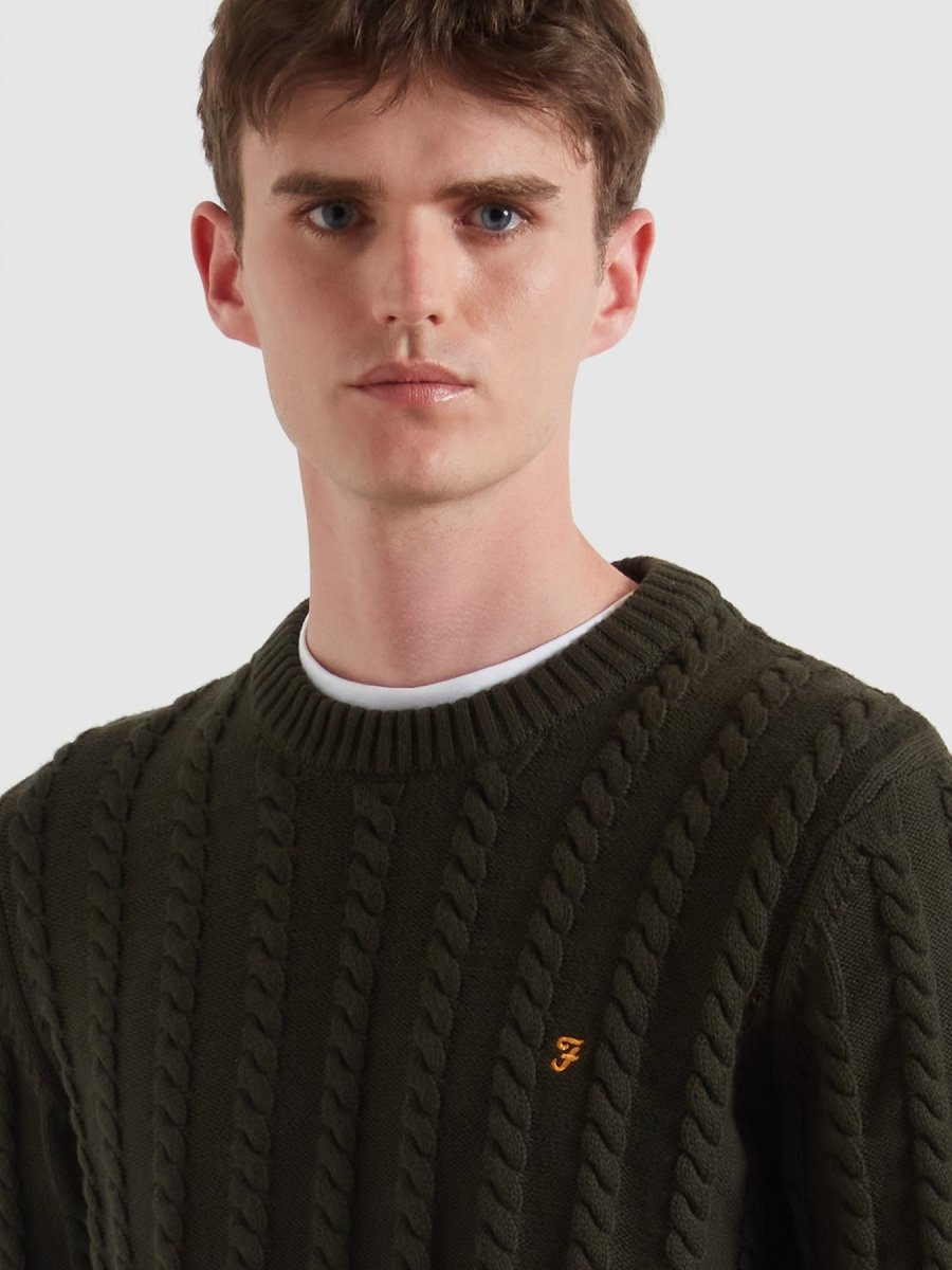 Knight Cable Knit Sweater In Evergreen - RUTHERFORD & Co