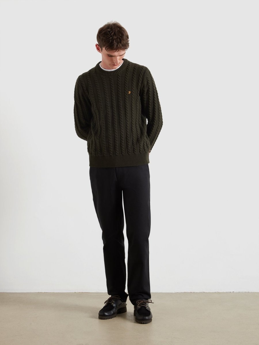 Knight Cable Knit Sweater In Evergreen - RUTHERFORD & Co