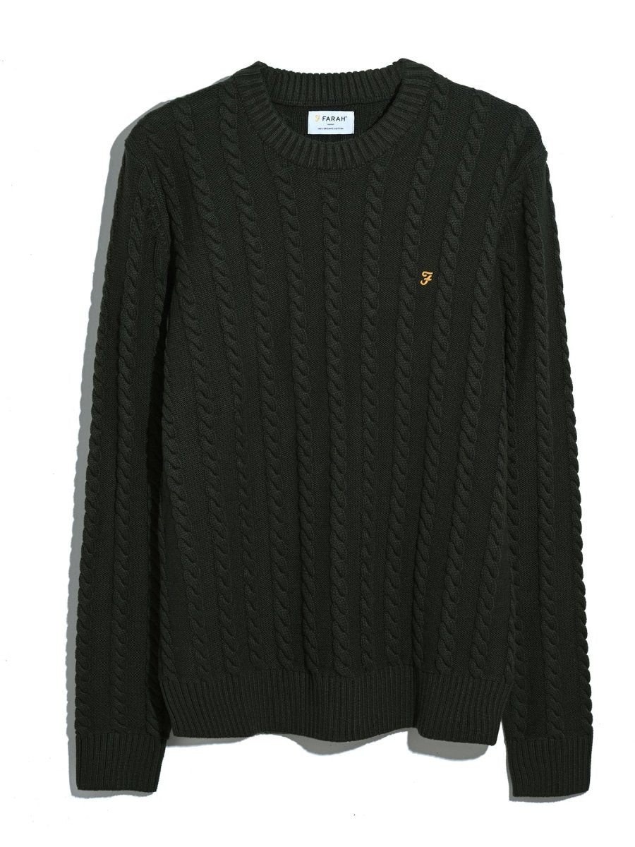 Knight Cable Knit Sweater In Evergreen - RUTHERFORD & Co