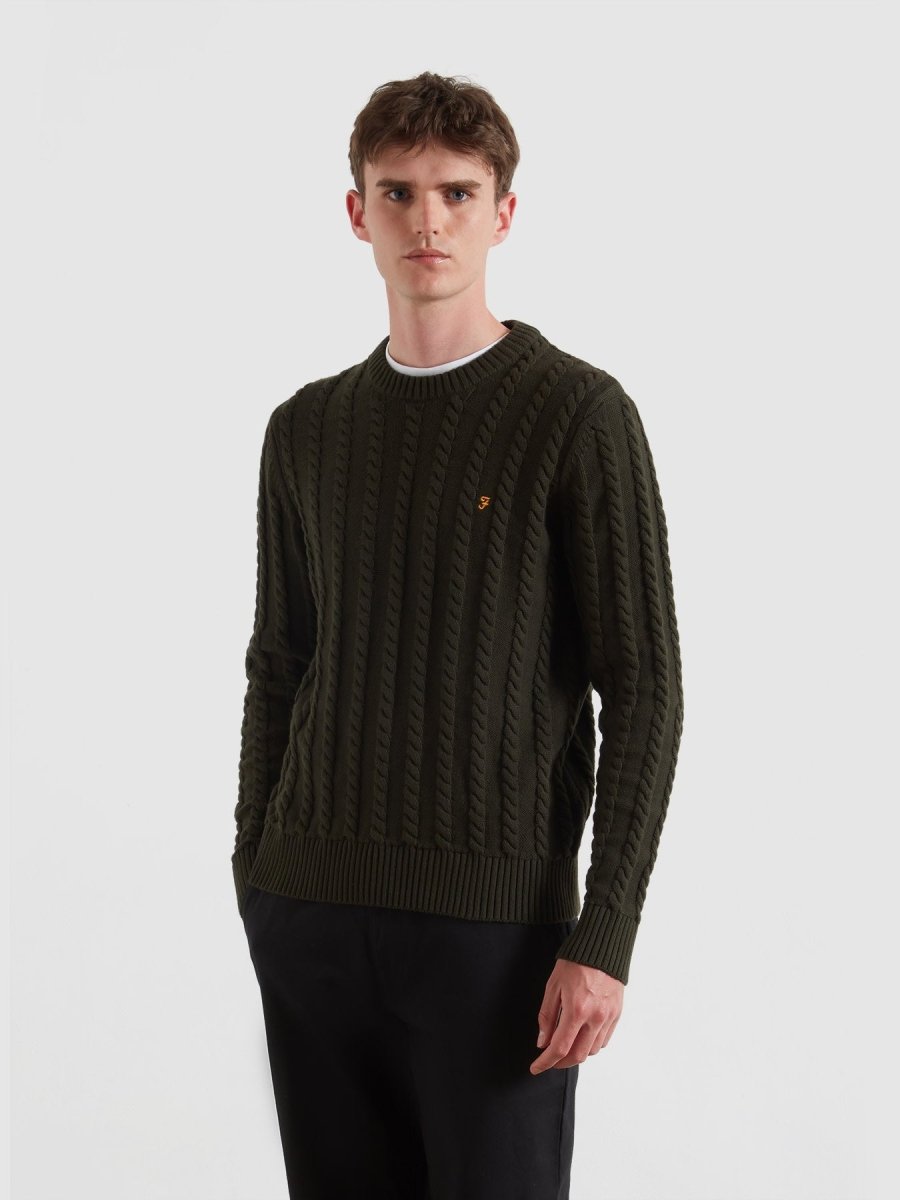 Knight Cable Knit Sweater In Evergreen - RUTHERFORD & Co