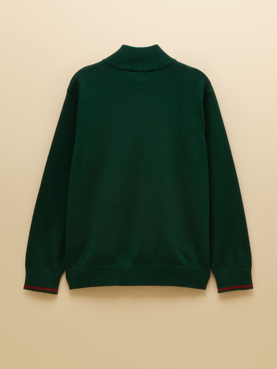 Knit Quarter Zip Jumper - Green - RUTHERFORD & Co