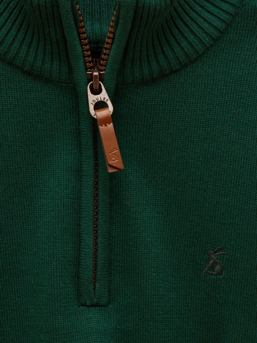 Knit Quarter Zip Jumper - Green - RUTHERFORD & Co