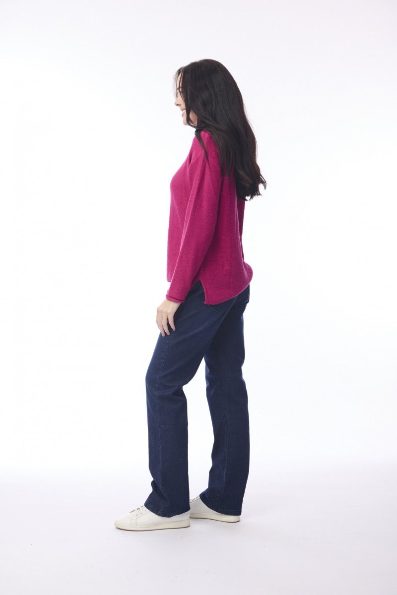Knit Top R-neck - Hot Pink - RUTHERFORD & Co