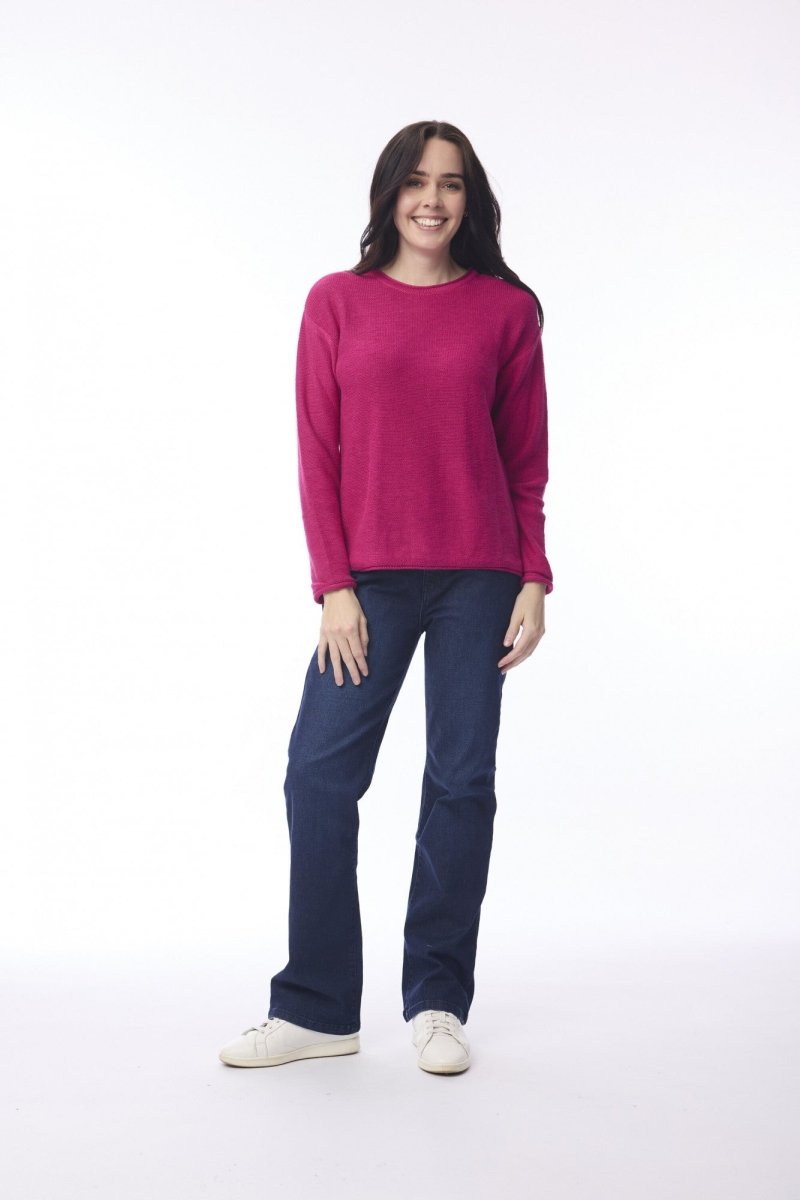 Knit Top R-neck - Hot Pink - RUTHERFORD & Co