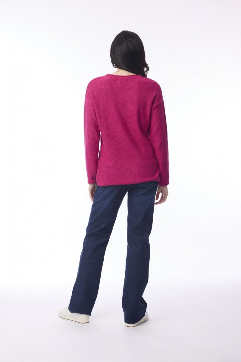 Knit Top R-neck - Hot Pink - RUTHERFORD & Co