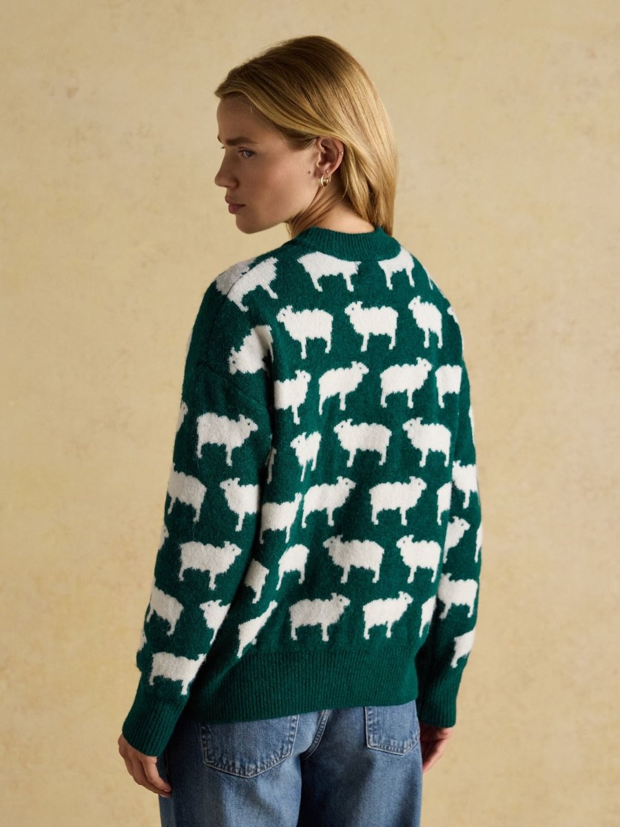 Knitted Green Fleece Navidad Christmas Jumper with Crew Neck - RUTHERFORD & Co