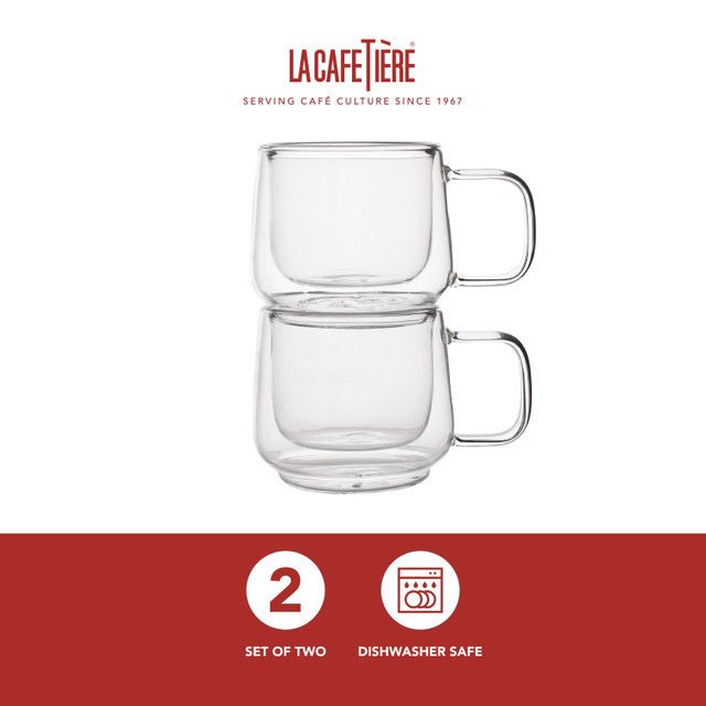 La Cafetière 2pc Siena Double - Walled Espresso Glasses Set, 100ml - RUTHERFORD & Co