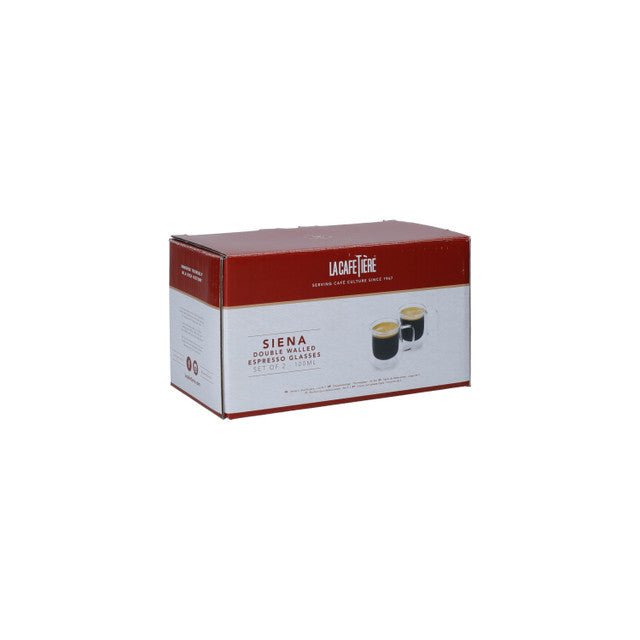 La Cafetière 2pc Siena Double - Walled Espresso Glasses Set, 100ml - RUTHERFORD & Co