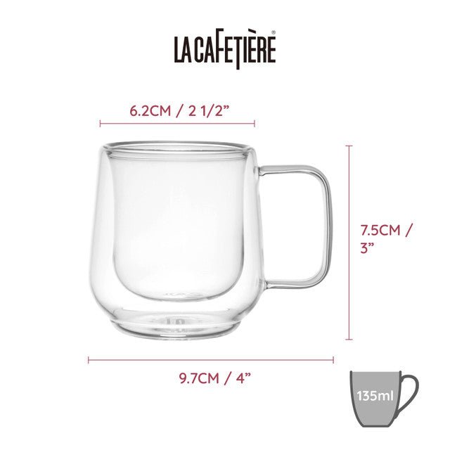 La Cafetière 2pc Siena Double - Walled Espresso Glasses Set, 100ml - RUTHERFORD & Co
