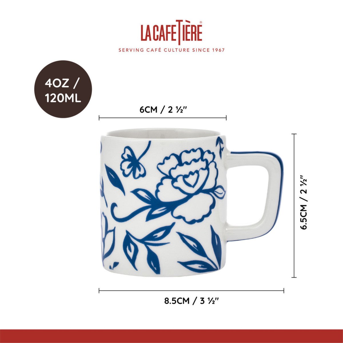 La Cafetière Espresso Cup Blue Floral - RUTHERFORD & Co