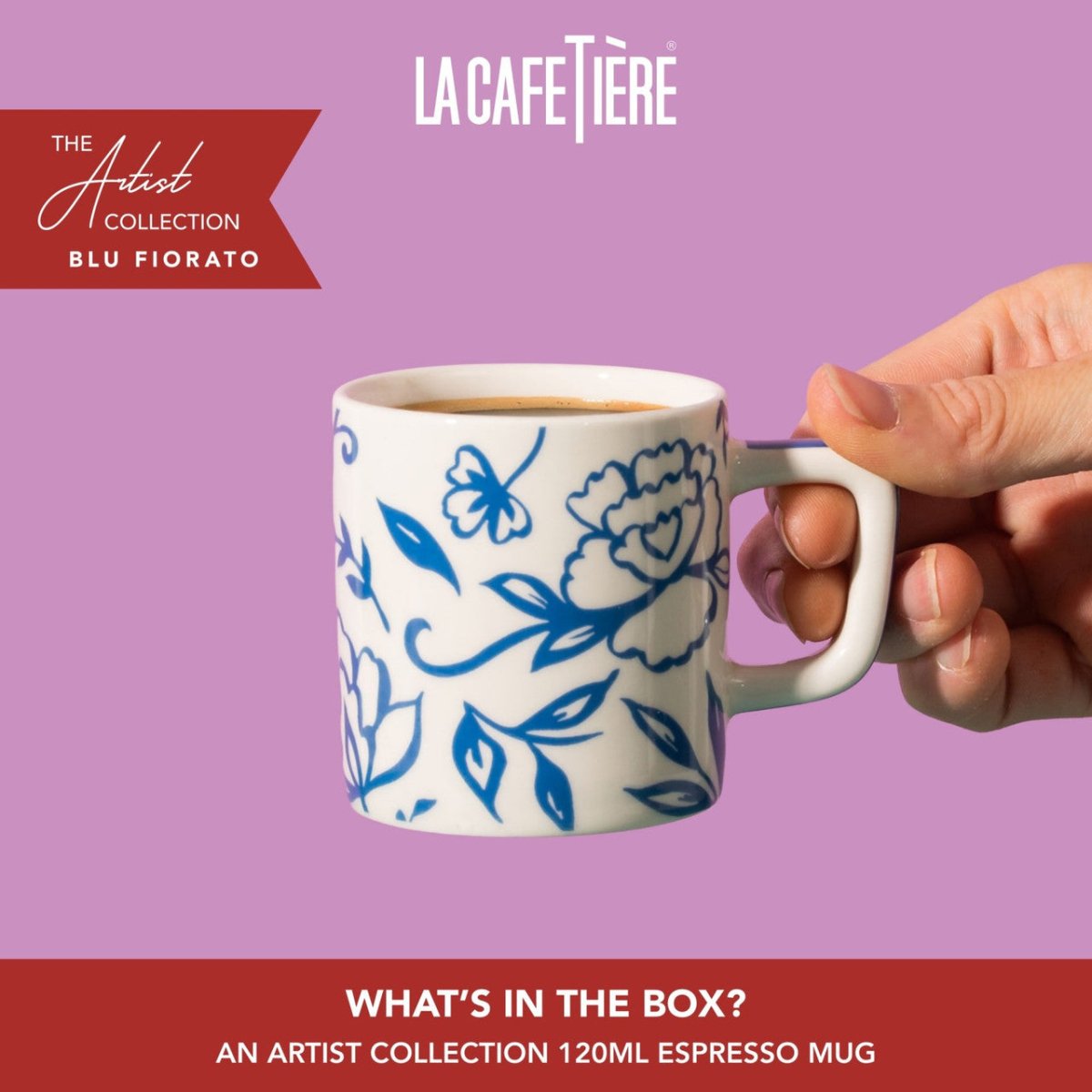 La Cafetière Espresso Cup Blue Floral - RUTHERFORD & Co