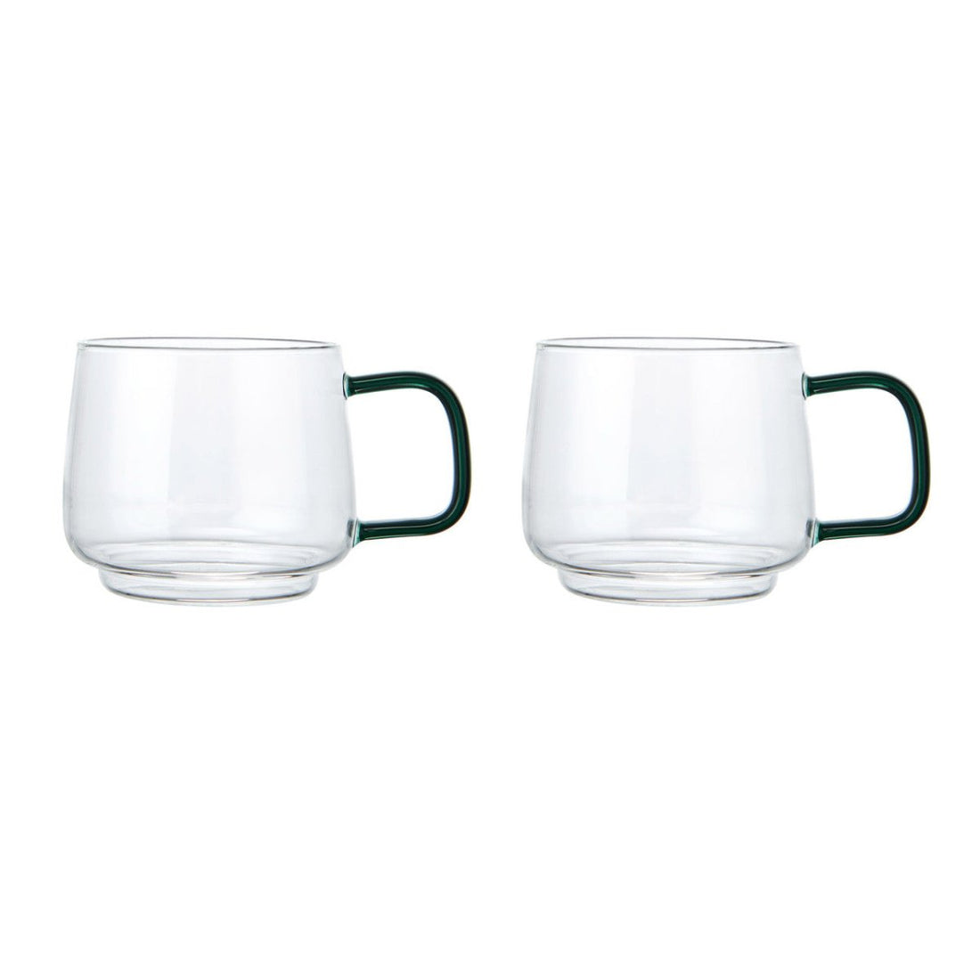 La Cafetière Glass Mug With Green Glass Handle, Set of 2, 275ML - RUTHERFORD & Co