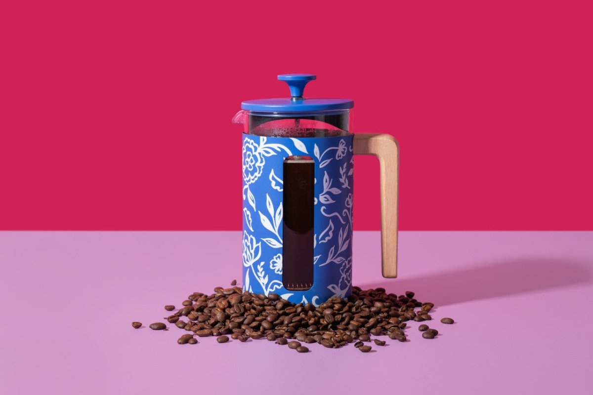 La Cafetière Pisa Stainless Steel Cafetiere Blue Floral - RUTHERFORD & Co