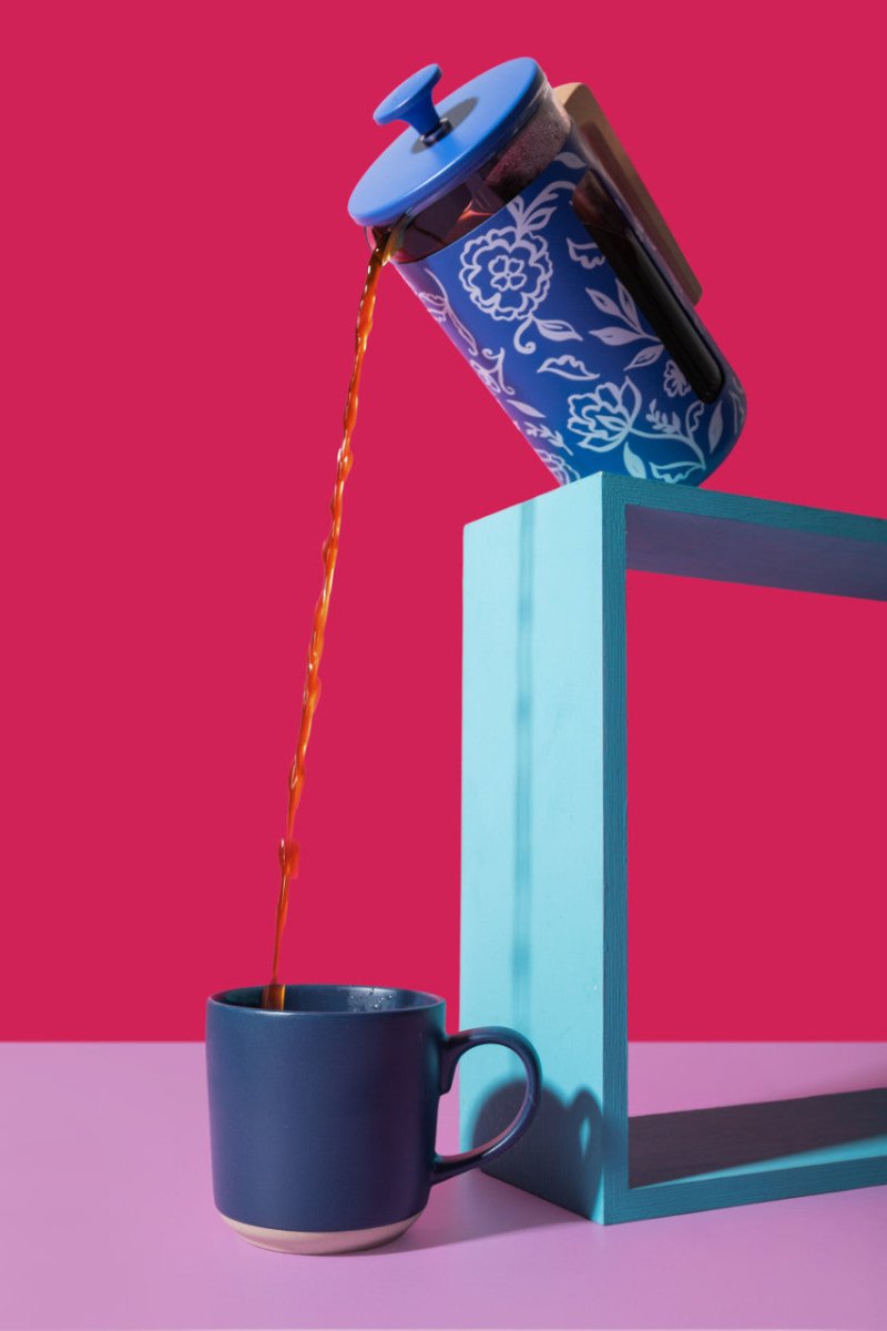 La Cafetière Pisa Stainless Steel Cafetiere Blue Floral - RUTHERFORD & Co